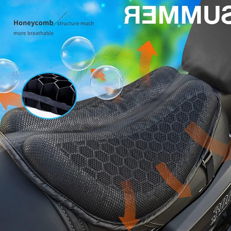 CHCYCLE Motorcycle Seat Cushion, Motorcycle Gel Seat Pad with 3D Honeycomb Shock-Absorbing Breathable Seat Cover - Image 2